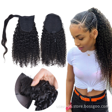 Curly Ponytail Human Hair For Women Virgin Clip In Brazilian Hair Wrap Around And Drawstring Ponytail Extensions